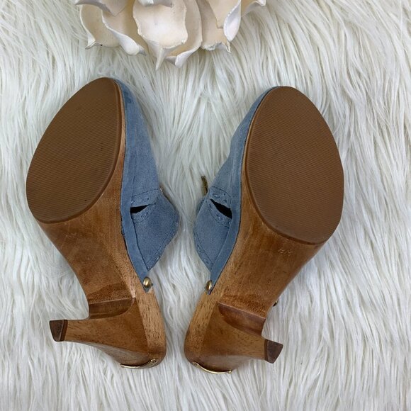 MICHAEL Michael Kors Suede Slip-On Mules With Studs and Wood Heel Women's Size 8 - Picture 11 of 12